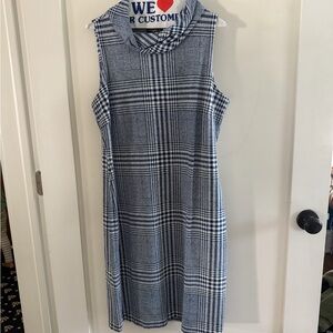 J. McLaughlin Plaid Sleeveless Shift Dress Cowl Neck Preppy Chic Size L